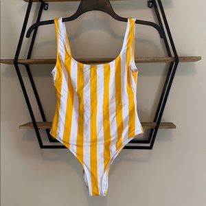 Striped yellow and white one piece
